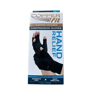 NEW Copper Fit Copper Infused Compression Gloves Hand Relief L/XL Unisex 1 Pair